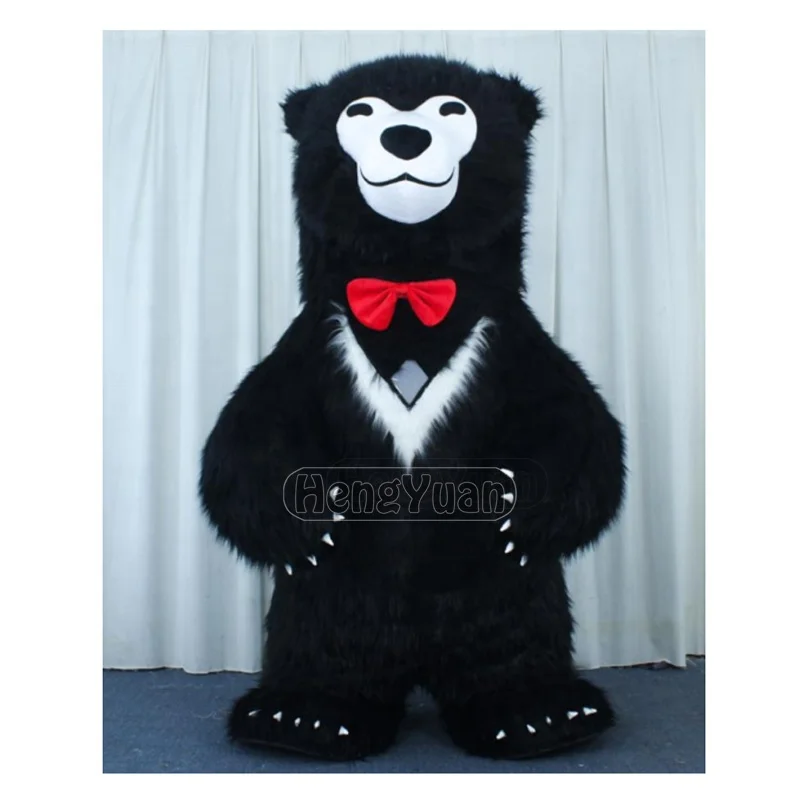 2m/2.6m/3m Black Inflatable Polar Bear Mascot Advertising Animal Wearable Walking Mascot Party Costume for Adult
