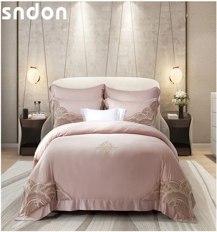 Luxury 100% Silk Satin Material Tencel Bed Sheet Bed Linen Online Duvet Cover Set Bedding Set