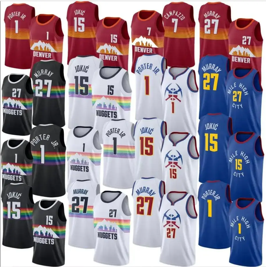 Denver Jersey Dikembe 55 Mutombo Nuggets Nikola 15 Jokic Jamal 27 Murray баскетбольные