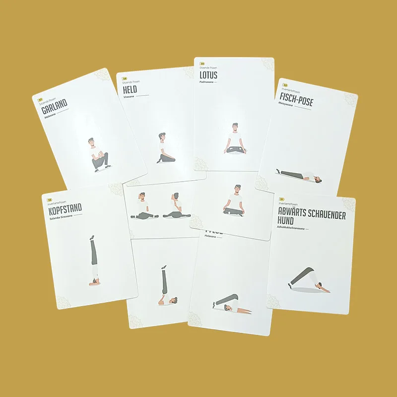 Design Premium Adult Meditation Exercise Game Flash Card Asana Sequence Yoga Poses Deck Cards With Instructions