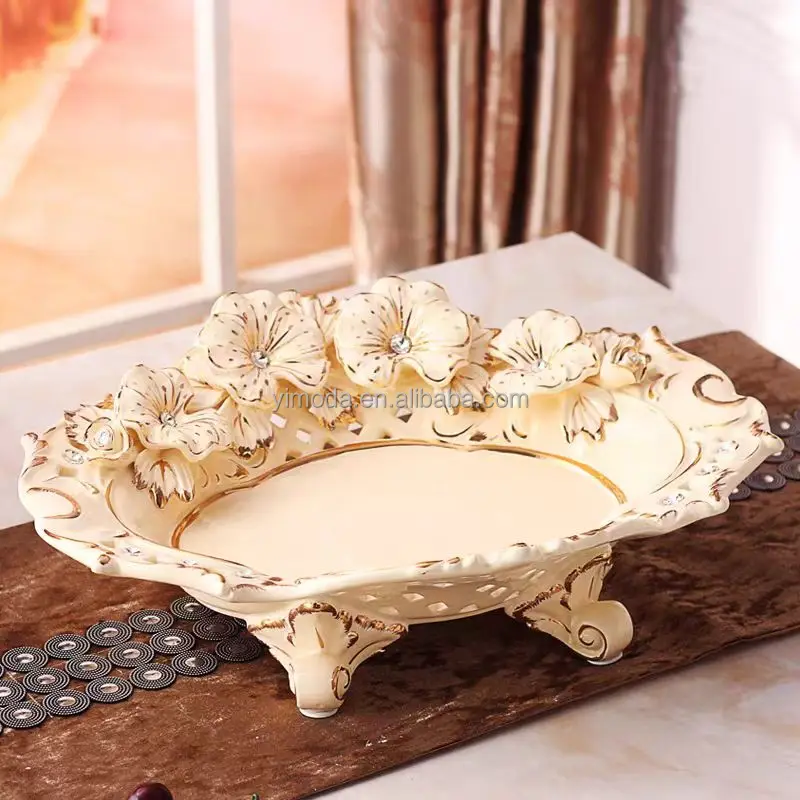 French elegant cream white rose flower carved snack bowl  Classic Collection Elegant handmade fruit snack bowl