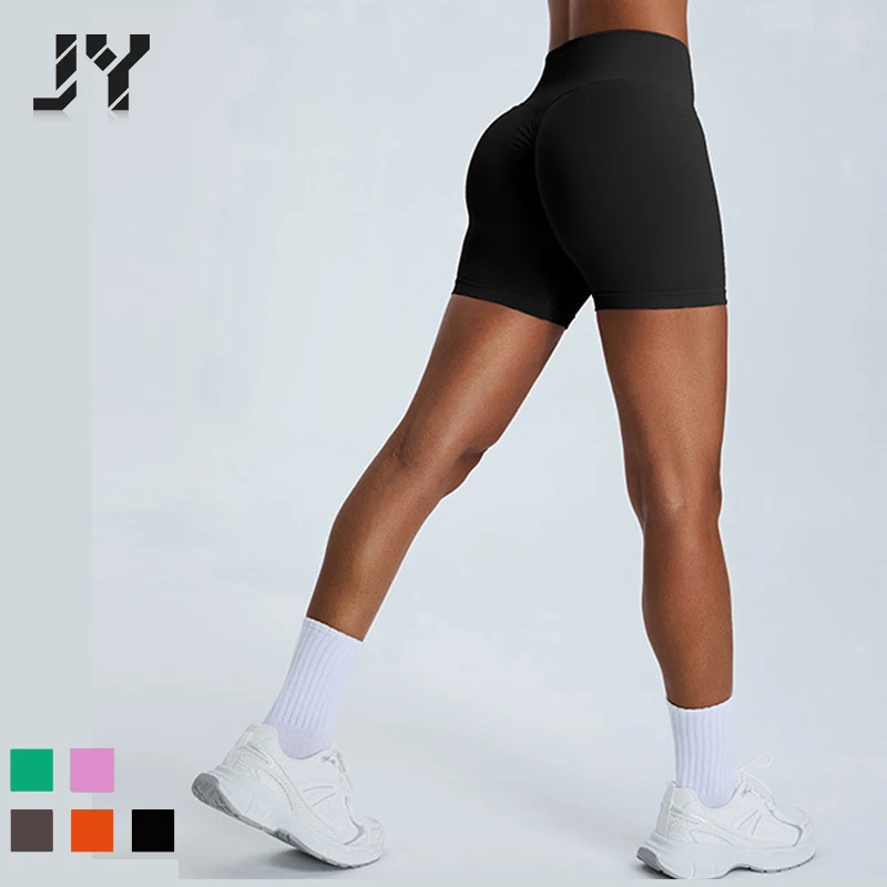 Женские спортивные шорты Joyyyoung, спортивные шорты со скрытой резинкой, подтяжкой ягодиц, 4,5 шорты, бесшовные байкерские шорты
