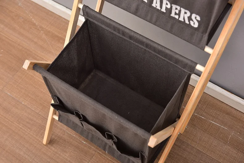 Zhonglu Custom Wood and Fabric Newspaper Magazine Rack Brochure Stand Display Shelf