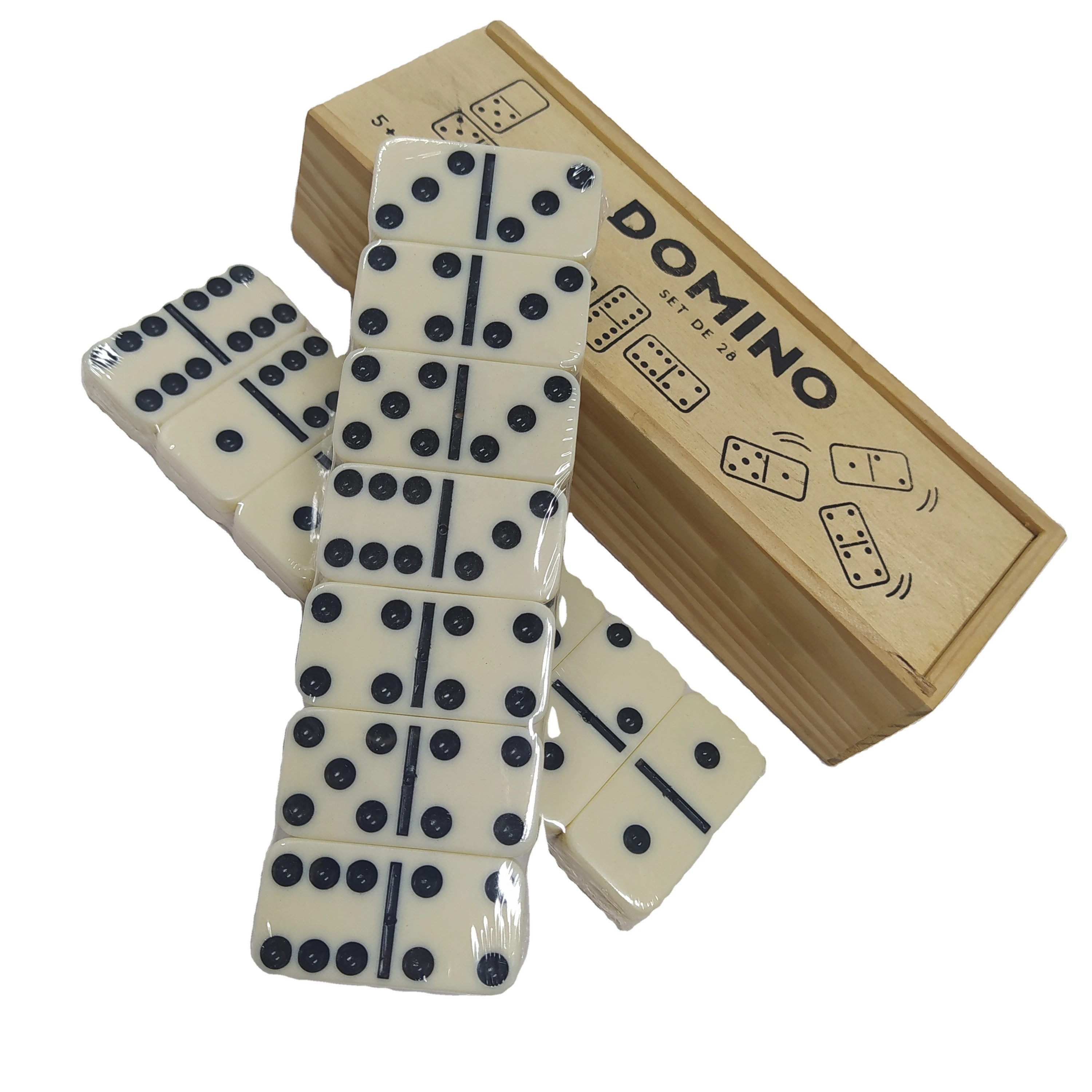 Factory wholesale professional Domino set 28PCS wooden domino in the wooden box indoor game