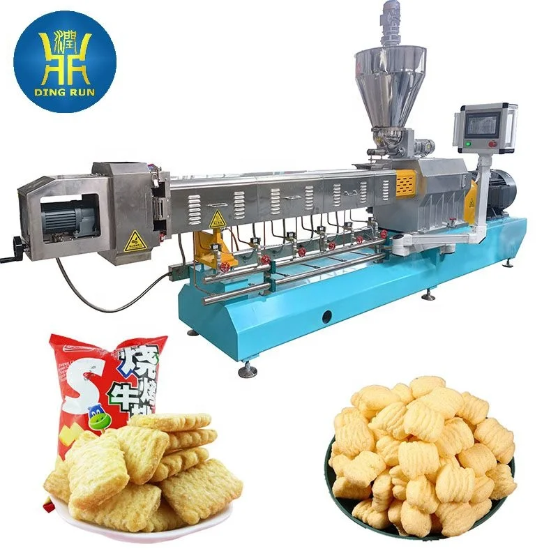 Automatic Corn Puff Cheese Ball Chips Snacks Production Line and Corn Flour Extruder Processing Line New Condition