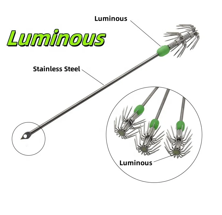 CHINA MADE Stainless Steel Double Layers Umbrella Hook Cuttlefish Octopus Fishing Luminous Jig Hooks Squid Lures Jig Hooks