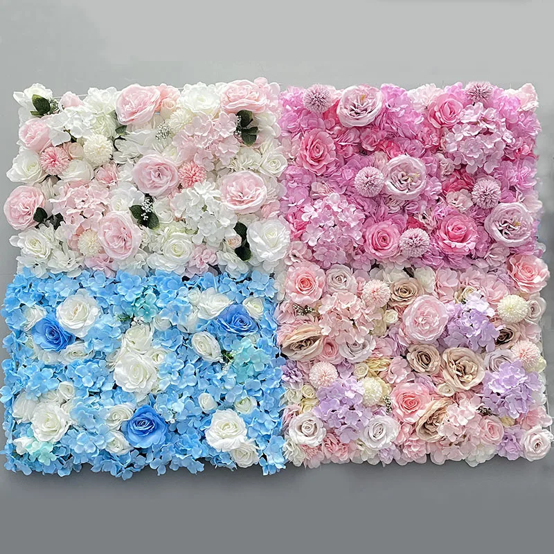 Wholesale 3D/5D White Black Flower Wall Panel Backdrop Artificial Silk Rose Flower Wall Panels Backdrop Christmas Decoration