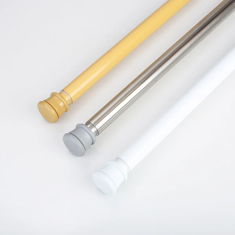 Shower Curtain Rod Set Metal With Iron Rod No Drill Ceiling Support Gold Bedroom Bathroom Accessories Polished Curtain Rod Knob