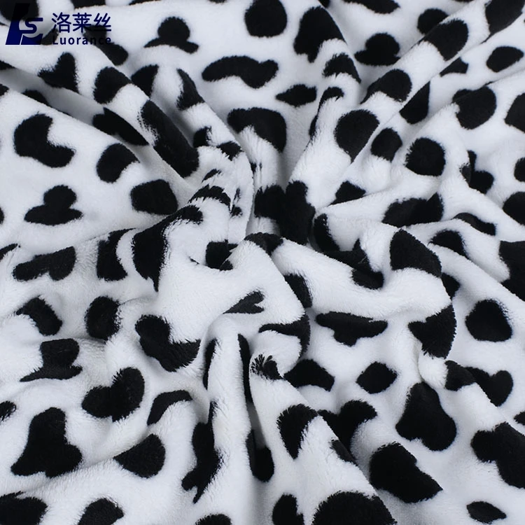 black and white cow design fabric double sided blanket fabric 100% polyester flannel