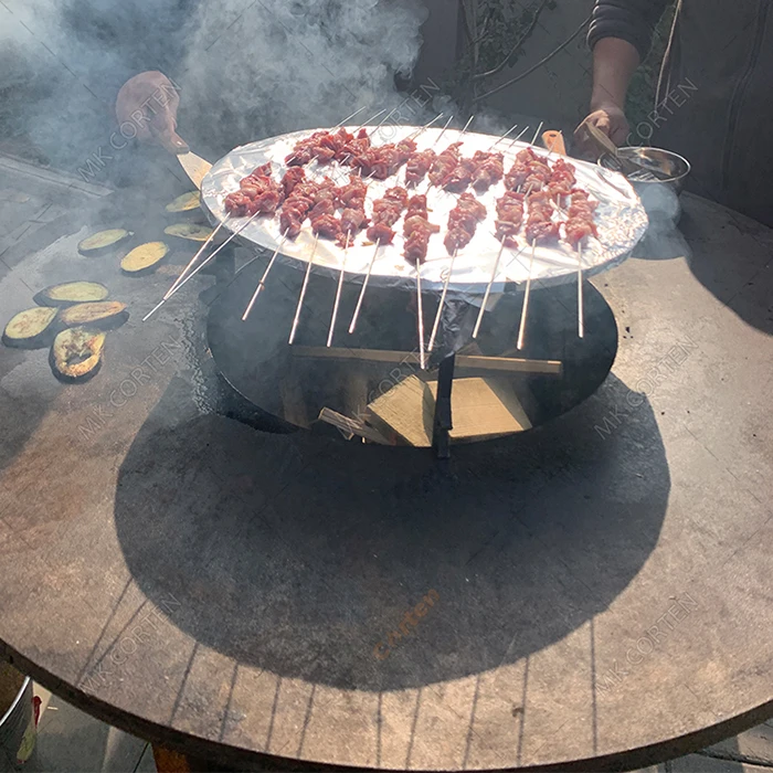 Outdoor Corten Steel Iron Fire Pit Bbq Brazier Outdoor Bbq Barbecue Charcoal Grill For Garden