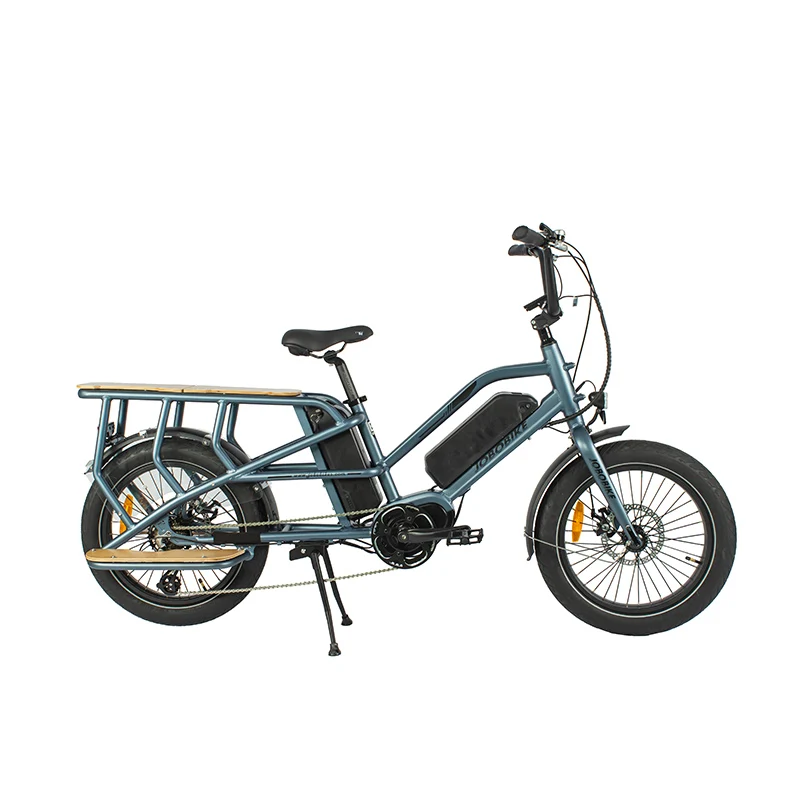 20*3.0 inch Fat Tire Bafang Mid Motor 48V 350W 15Ah Battery LCD Display Long Tail Electric Cargo Bike