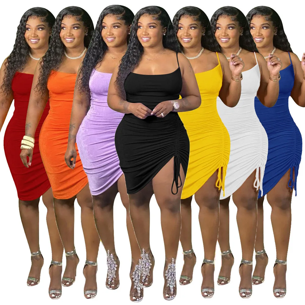 Classy Dress Custom Logo Summer Plus Size Women Dresses Oem Maxi Club Solid Sexy Sleeveless Sundresses Bodycon Casual Dress