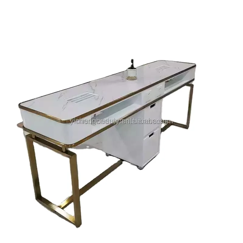 Factory Supply Salon Manicure Pedicure Equipment Cheap Double Nail Table with Vacuum in Cheap Price in China