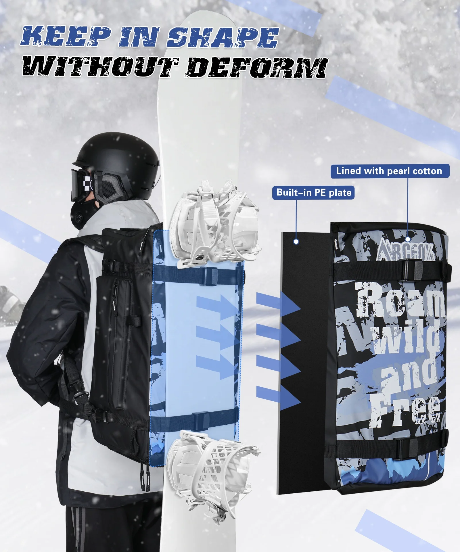 ARCFOX 60L SKi Snowboard Boot Bag Backpack For Helmets Gloves Goggles Jacket Gloves