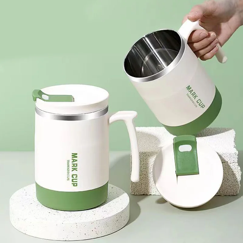 Factory wholesale 15oz Insulated Cup Stainless Steel Coffee Mugs Handle Double Wall Vacuum Tumbler Cup With Lid