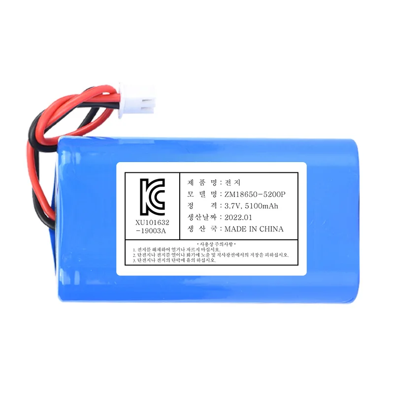 kc certificate 18650 battery 1S2P Packs 5200mah 3.7v 2600mah cell rechargeable lithium ion batteries for Korea