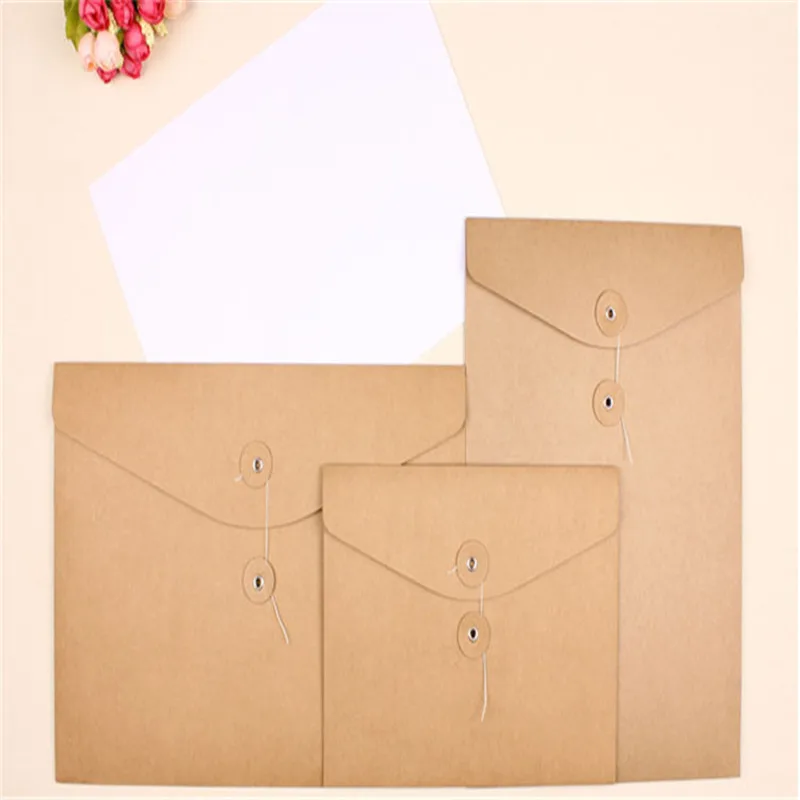 Retro Kraft Paper Erect File Party Document Bag Pocket Envelope A4 Filing Paper Bags