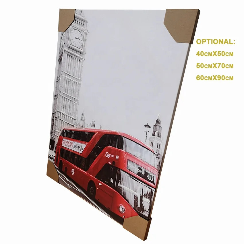 
Framed Handmade Modern Canvas Prints Acrylic Abstract Bus Oil Painting Decorative Pictures For Room Porch 