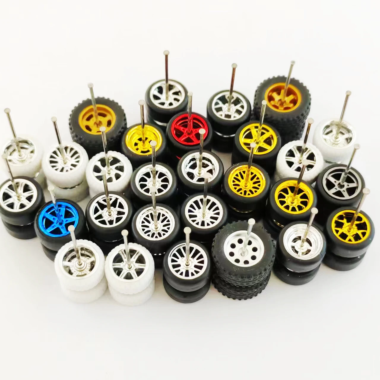 1/64 Chrome Wheels or Offroad Tires 10.8/11.2/14mm Electroplated Wheel for 1:64 Matchbox Domeka Hotwheel Diecast Car Model Cars