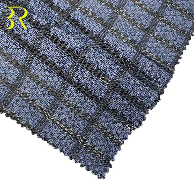 Фабричная распродажа, синяя твидовая ткань в клетку, 100% полиэстер, жаккардовая окрашенная пряжа для промышленных текстильных материалов