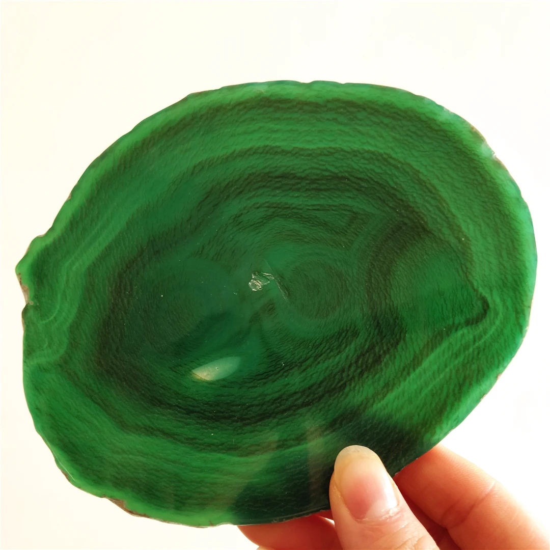 Different Sizes Natural Green Agate Slice Quartz Crystal Coasters For Home