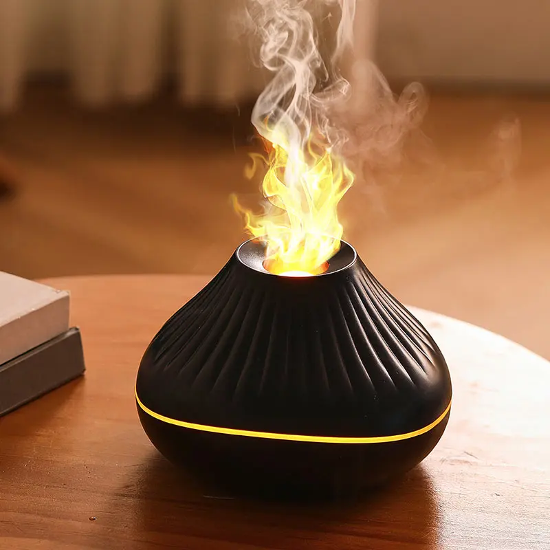 3D Flame 160ml Air Humidifier Aromatherapy Diffuseur Ultrasonic Colorful Lamp Flame Effect Volcano Essential Oil Aroma Diffuser