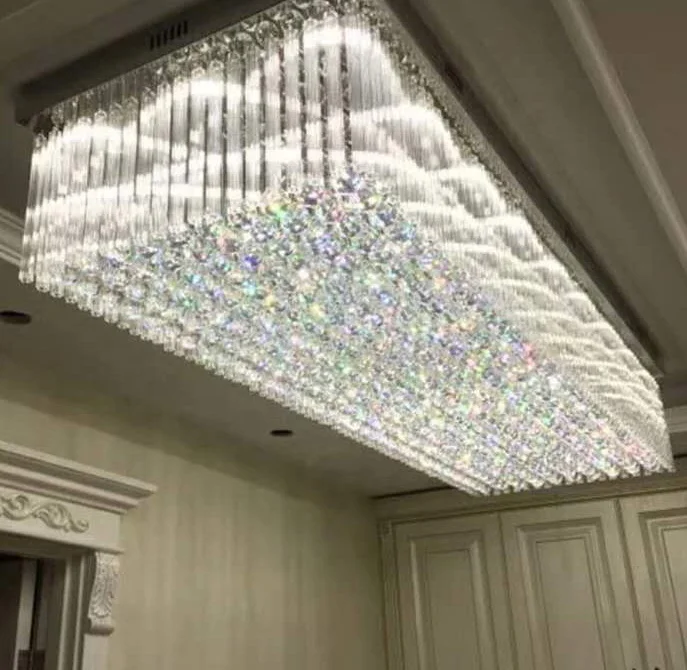 Modern Crystal Chandelier Large Luxury Gold big Led high ceiling chandeliers pendants