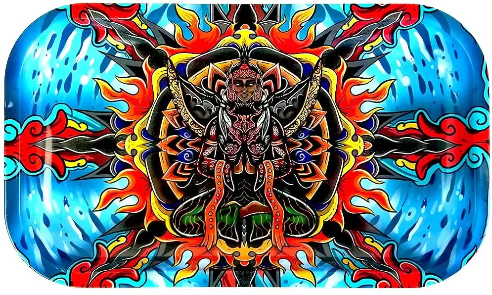 Wholesale Custom Logo Smoke Metal Herb Tray Custom Rolling Tray high quality tin Serving Tray with Magnetic Lid