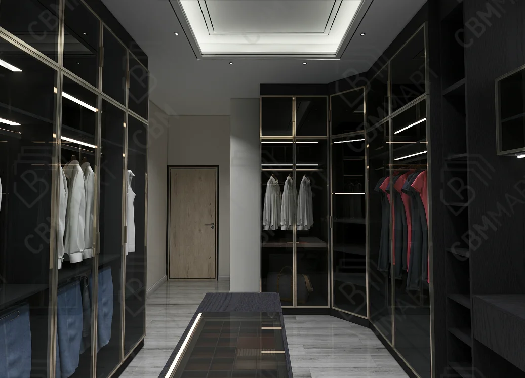 CBMmart Customized Luxury Modern Simple Minimalist Corner Large Wardrobe Bedroom Wall Mounted Wood Walkin Cabinets Closet