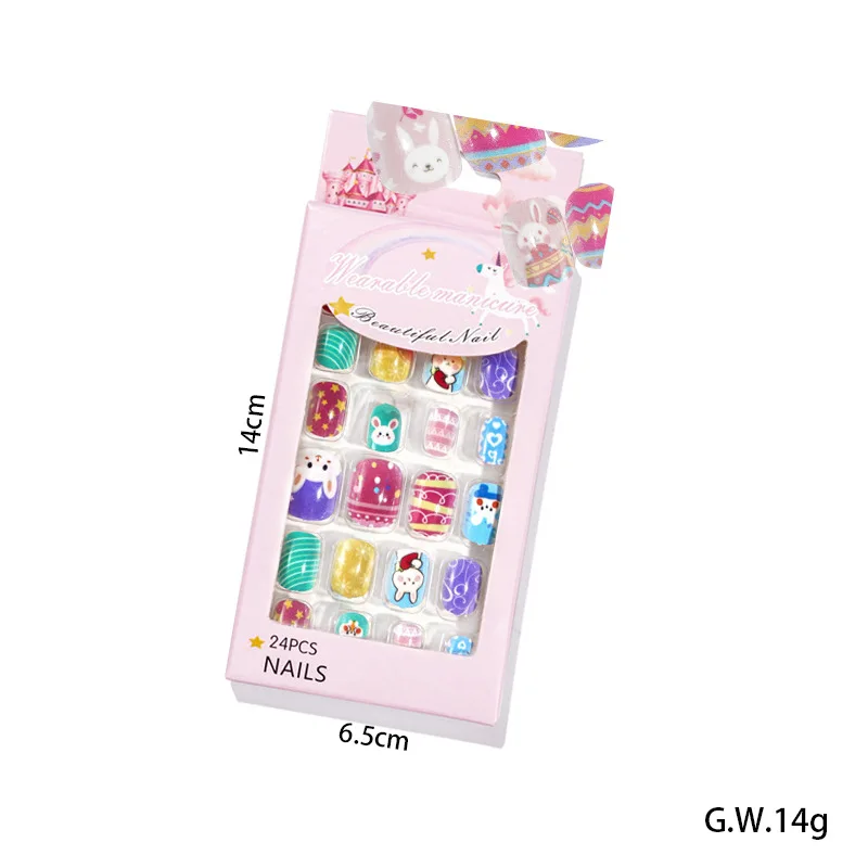 24 pcs Kids Press on Nails Cute Design Artificial Fingernails Customize Packaging