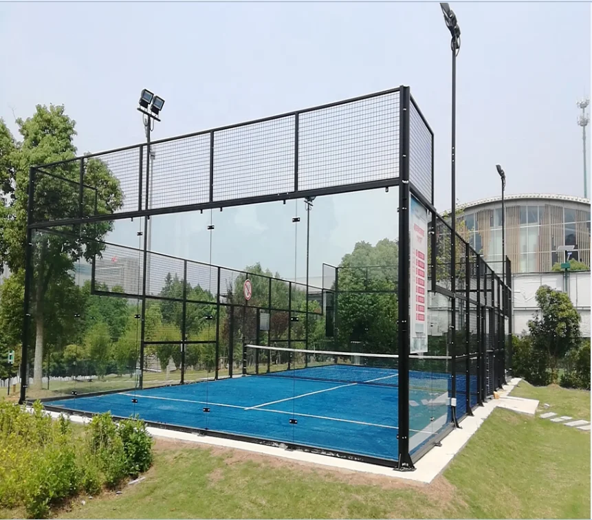 LDK sports equipment Hot Sale Outdoor Indoor Panoramic Padel Court Roof Customized Paddle Tennis Court with Artificial Grass