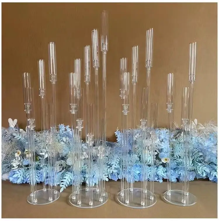 wholesale candlestick Modern tall acrylic centerpiece candelabra 8 arm wedding centerpieces table decorations candle holder