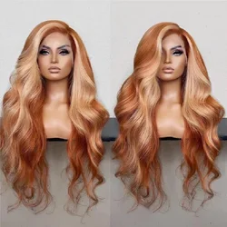 Ombre Brown Hair Wig Long Human Hair Wigs 613 Highlight Color Body Wave Transparent Remy Lace Front Wigs Virgin 150 Density