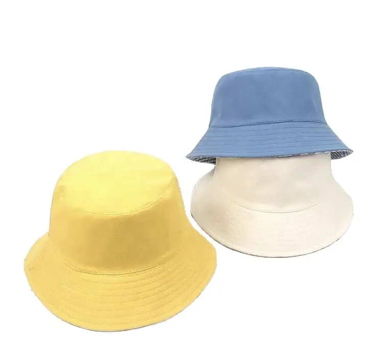 Wholesale Custom summer cool OEM cotton Double Deck blank  floral Korea Children bucket hats