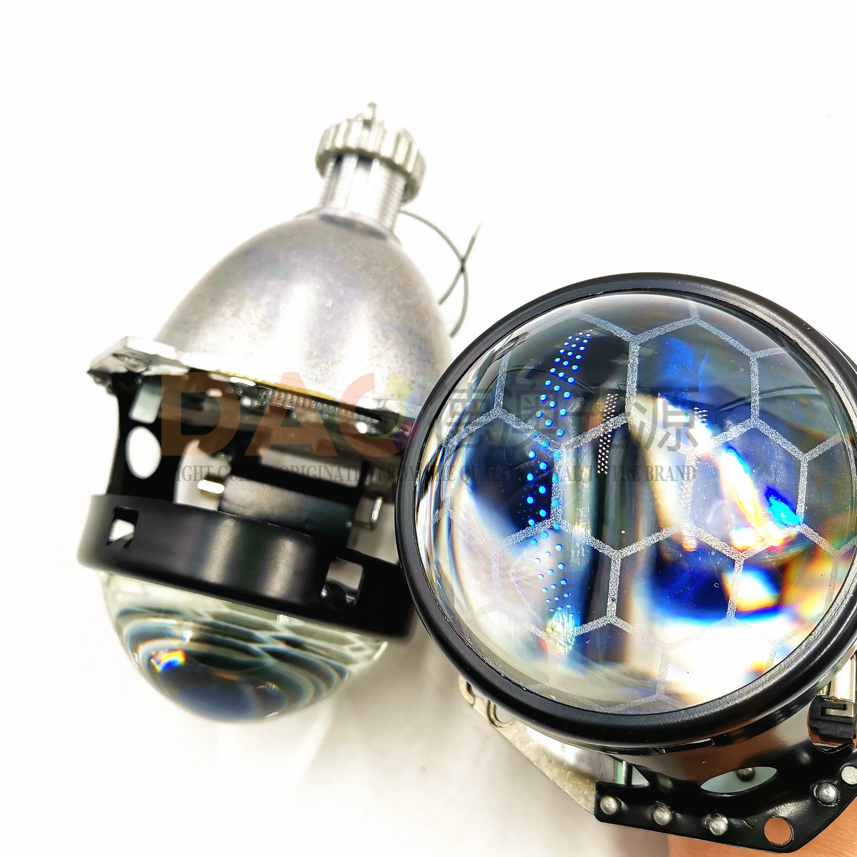 DAO super bright OEM  car headlight projector lens blue coating bi xenon football lens for auto light replacement