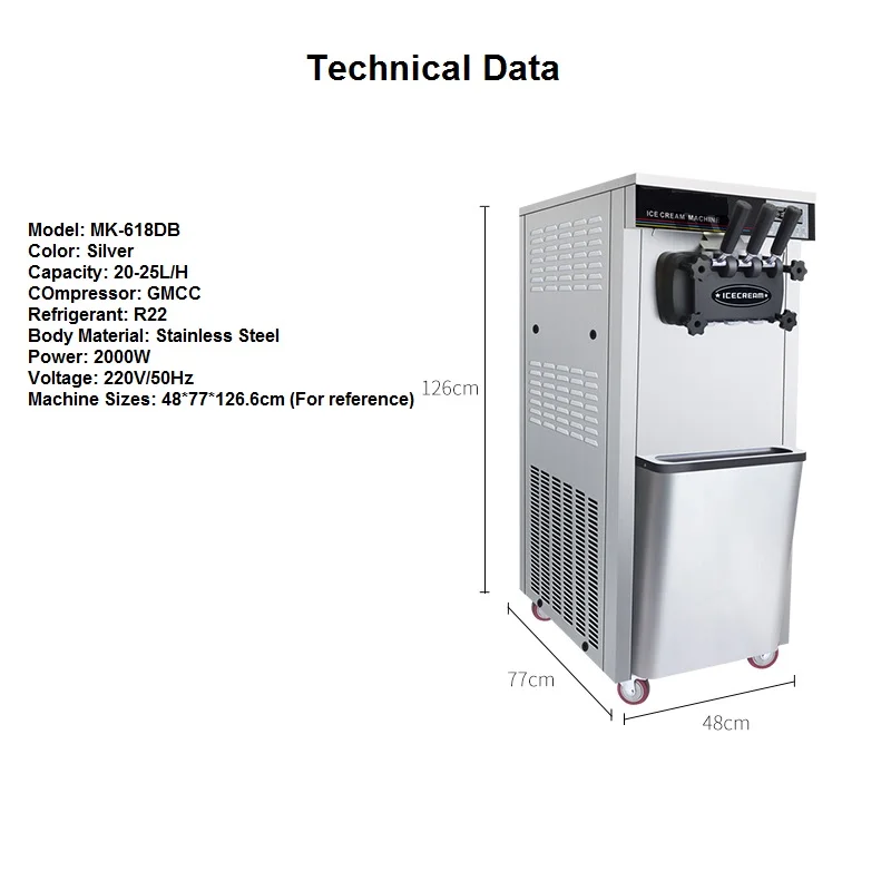 Commercial Soft Serve Big Capacity Ice Cream Machine