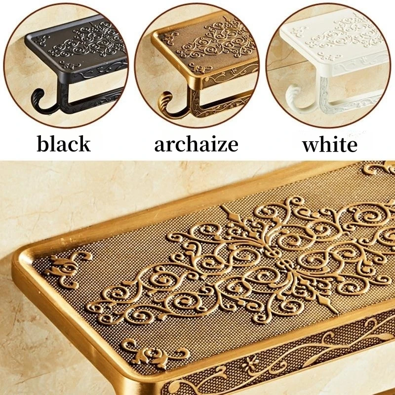Space aluminum toilet paper towel holder stand for bathroom paper towel holder white and gold