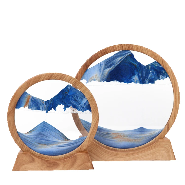 Деревянная рама, динамический движущийся песок, искусство, картина, круглые 3d-песочные часы, Декор для дома, сенсорные игрушки