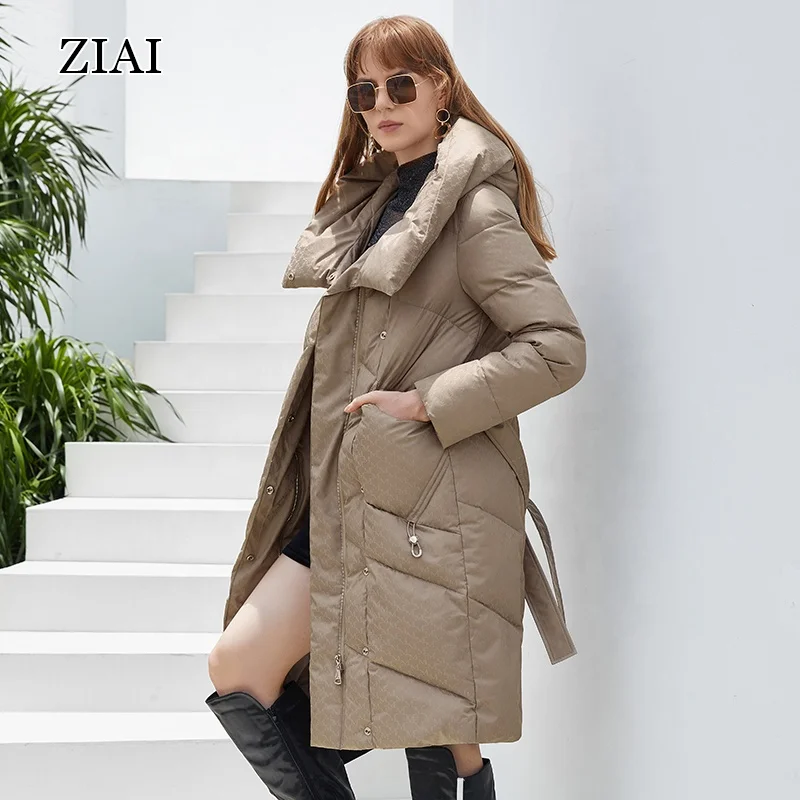 Winter New Long Thick Padded Coat High Quality Printed Fabric Coat Fashion Casual Belted Jacket Wholesale