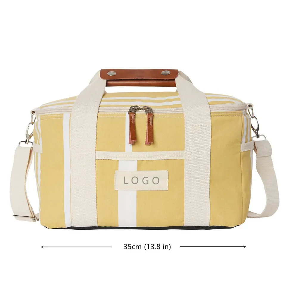 Low MOQ Custom Fruit Storage Ice Bag Large Canvas Insulated Thermal Food Carrier Cooler Bag Eco-friendly RPET Picnic Cake Bag