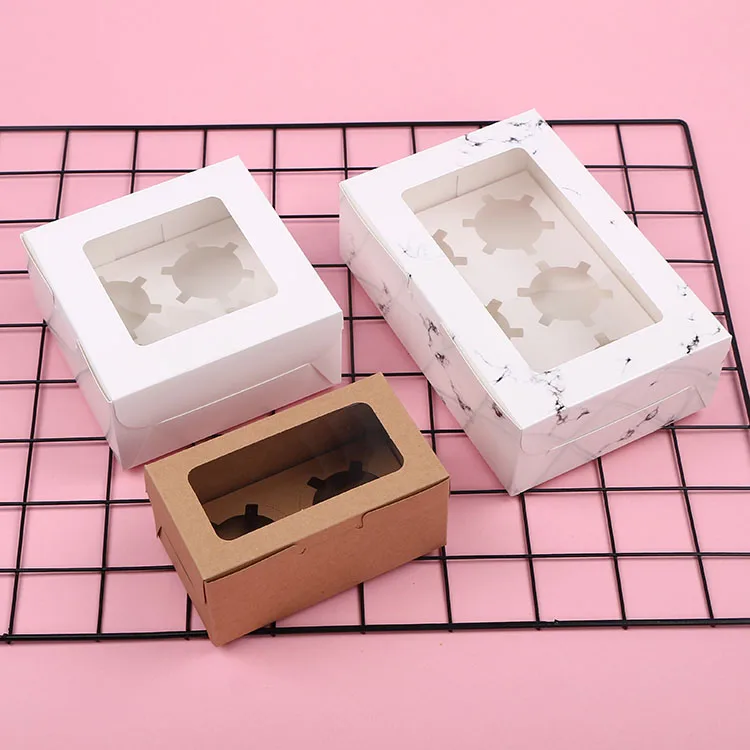 Wholesale Muffin Cake Baking Packing Box Cardboard Paper Folding Gift Boxes for Cupcakes