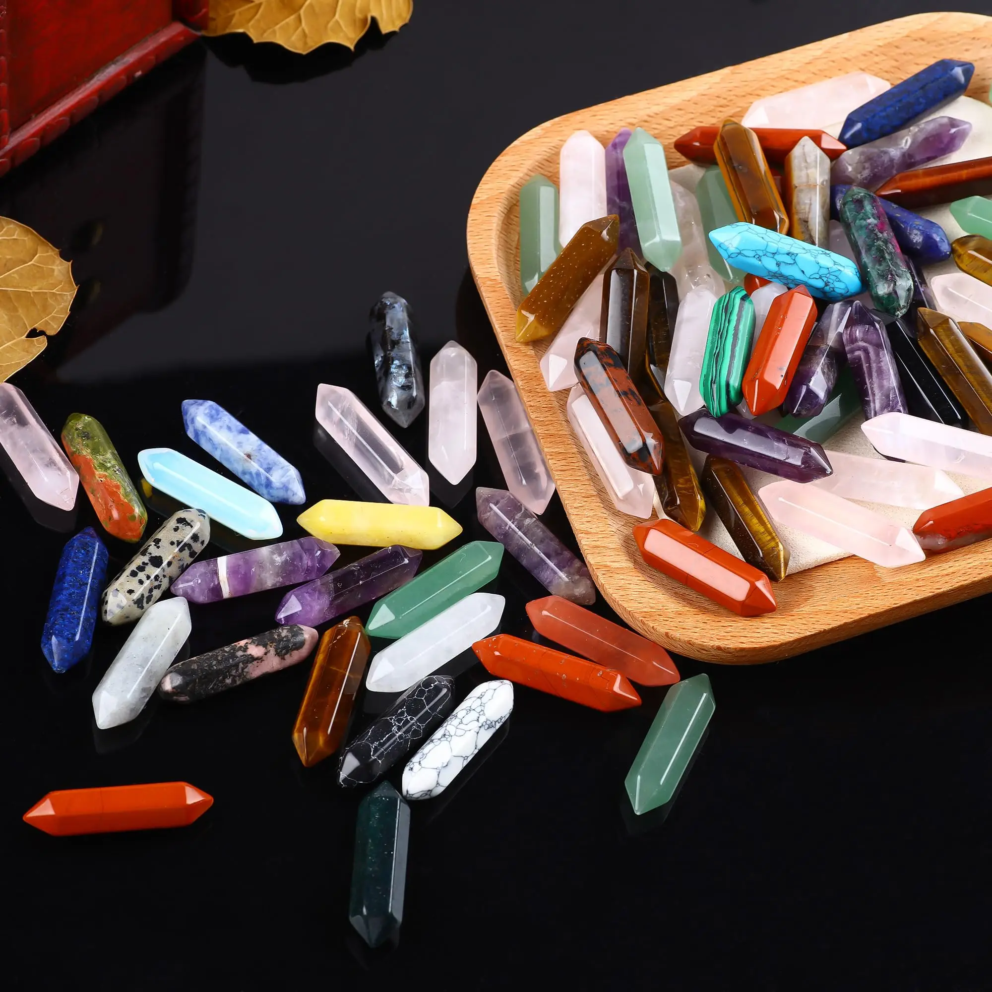 Yoga Tiny Necklace bare natural crystal columns Huaqi SJB02 crystals healing Reiki Gemstone Top polished crystal for decoration