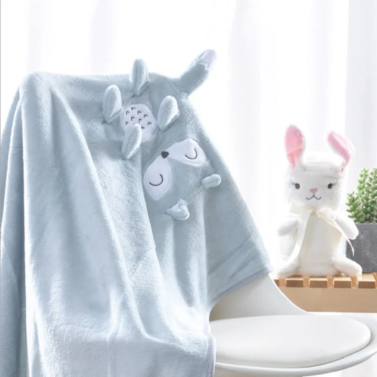 Super Warm Cartoon bunny baby travel blanket with toy