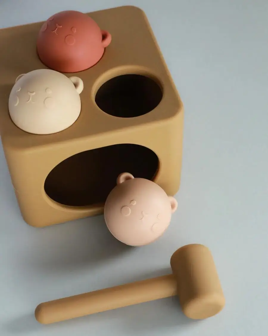 Silicone Hamster Knockout Activity Toy, Hamster Knockout Practice Fine Motor Skills Toy, Kids Silicone Mallet Hammer Hamster Toy