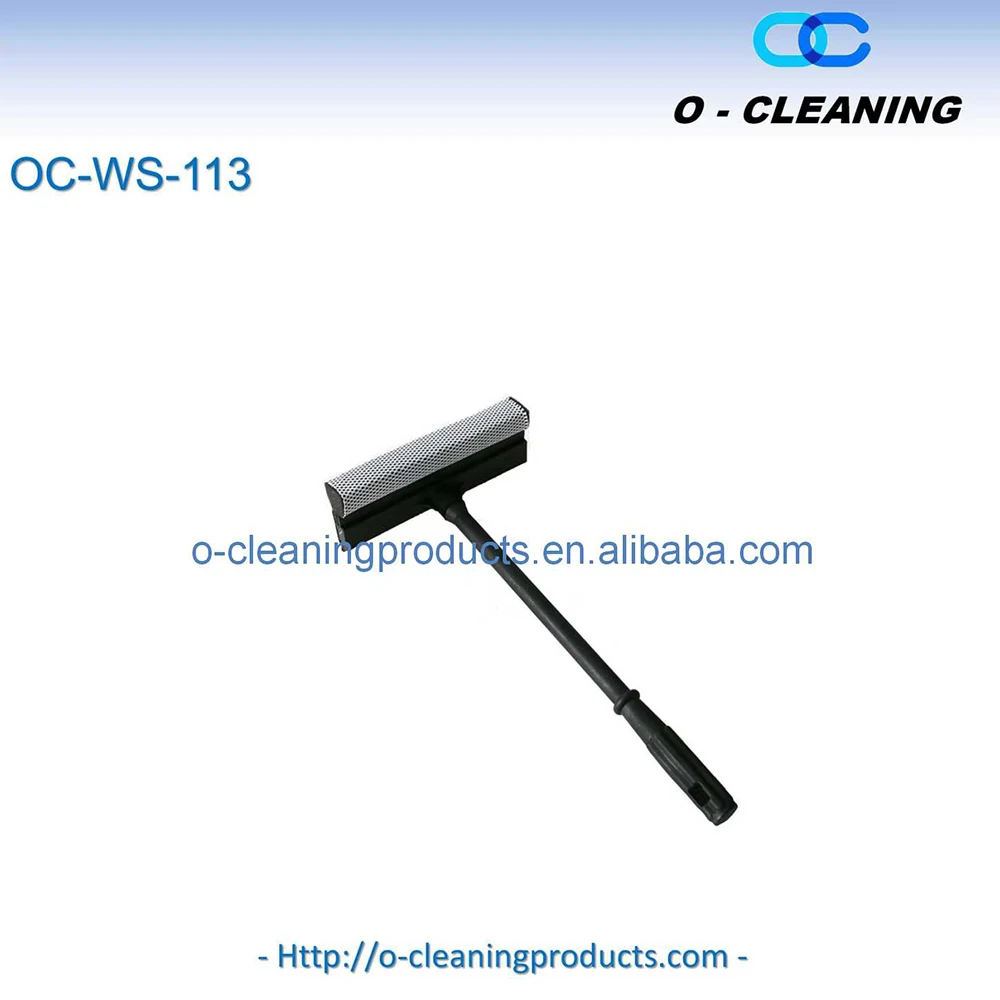 O-Cleaning Professional Window Cleaning Squeegee,Window Washing Netted Sponge Scrubber,Soft Rubber Blade with 53cm Long Handle
