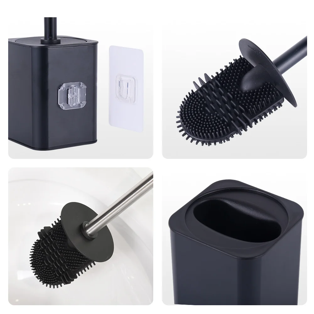 High Quality Square Toilet Brush Holder Set Tpr Silicone Cleaning Brushes Toilet Brush