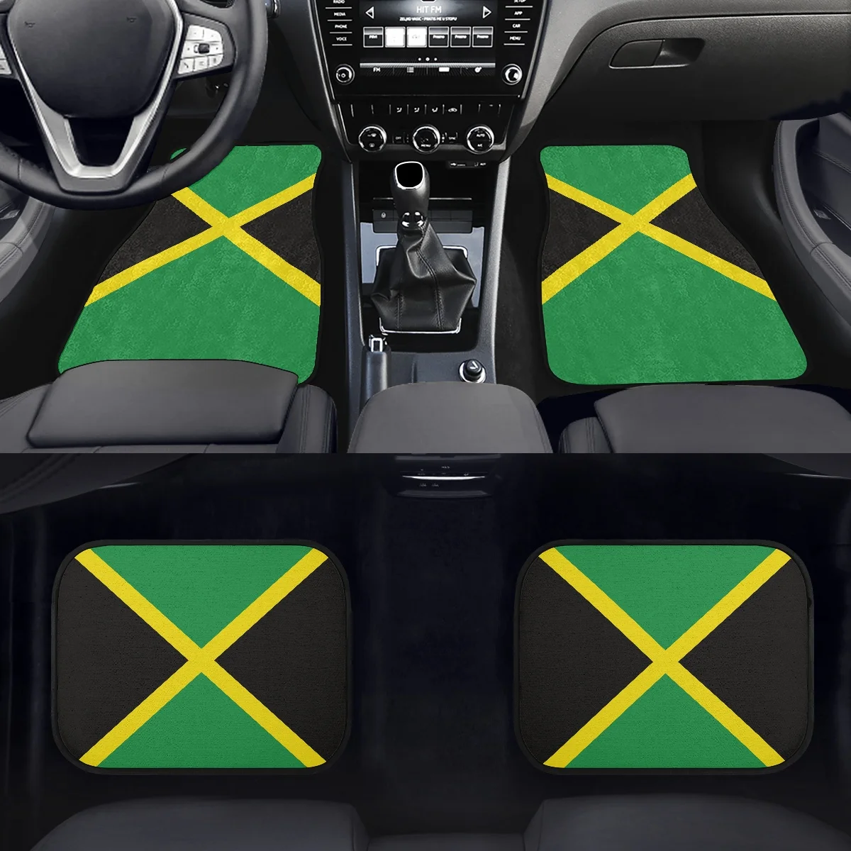 Jamaica Flag Printed Carpets For Cars Business Style Simplicity Car Mat Carpet Green Color Full Set Custom Car Floor Mats
