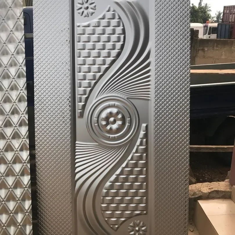 Exterior Laminate Design Embossed Stamped security Sheet Metal Skin Steel Door