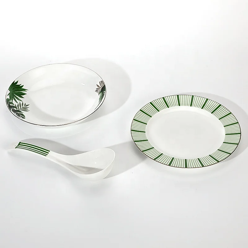 Tivray Ceramic Bone China Flatware Cutlery Crokery Chinaware Dinnerware Tableware Gadgets Tool Crocery Sets For 12 People