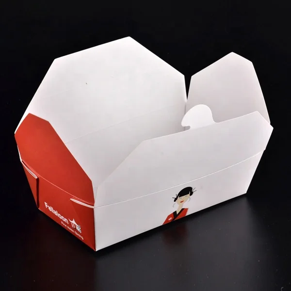 Take Out Food Container white Paper Food To Go Box Leak Grease Resistant Disposable Cardboard Lunch Box for Catering